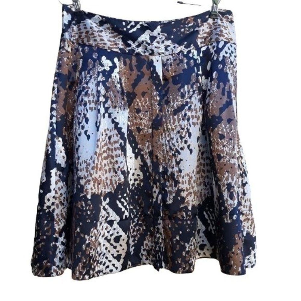 Vtg 90's Worthington Abstract Python Snake Satin Full Circle Skirt Pockets Sz 10